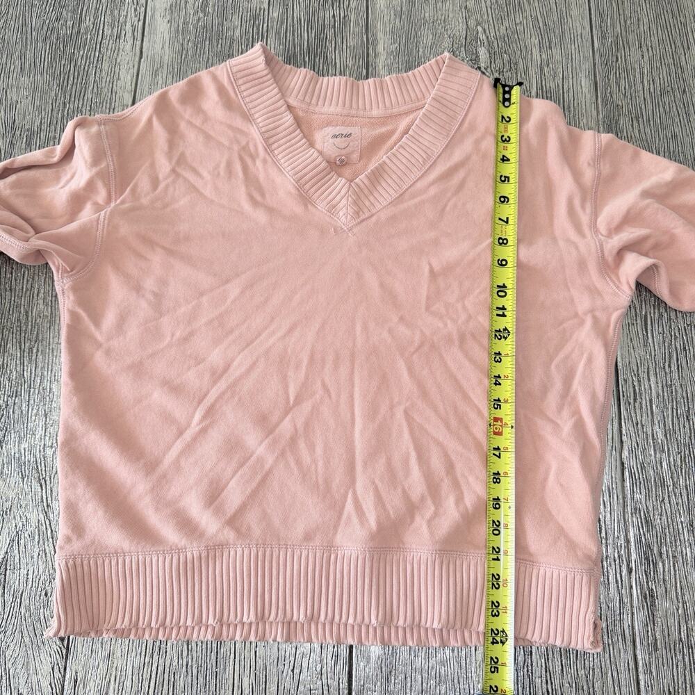 Aerie Women’s Sweater V-Neck Pink - Peach Long Sleeve Size XS Oversized - Picture 3 of 5